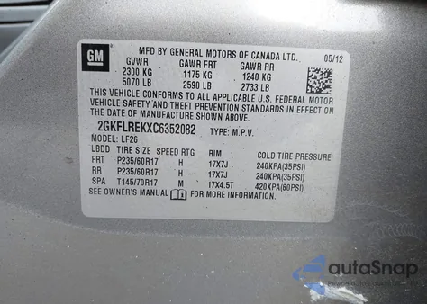 2012 GMC Terrain Sle from USA, damaged, VIN 2GKFLREKXC6352082